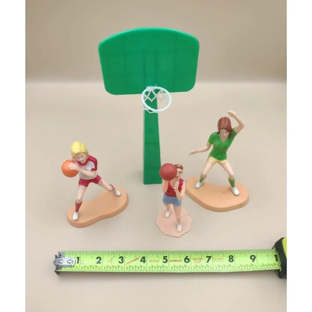 Vintage 1979 Wilton Basketball Player Figurines Set Hoop Cake Decoration Topper